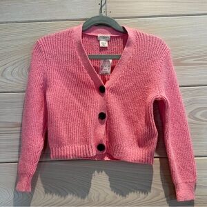 Crewcuts Pink Cropped Button-Up Knit Cardigan